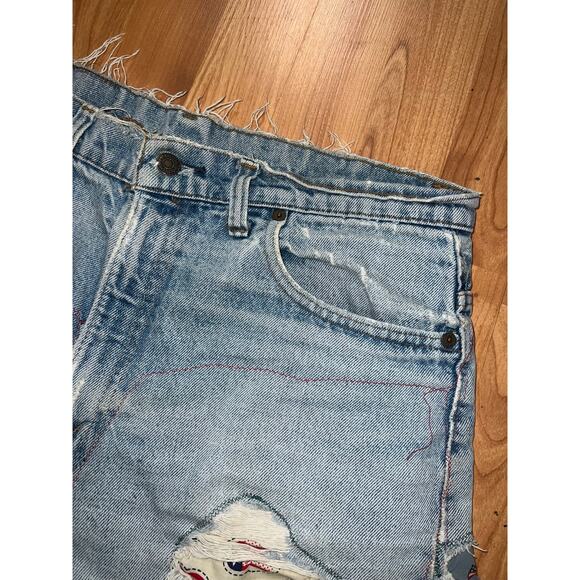 Womens Vintage Levi Jorts Patched Distressed Cutoff Shorts VTG Women Large - Picture 5 of 13